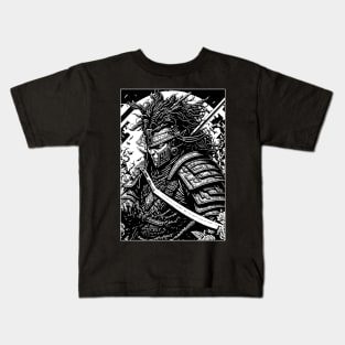 Black and white samurai Kids T-Shirt